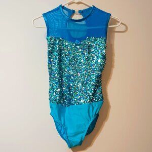 EUC ~A Wish Come True ~ Turquoise Colored Leotard with Sequins (Adult Medium)